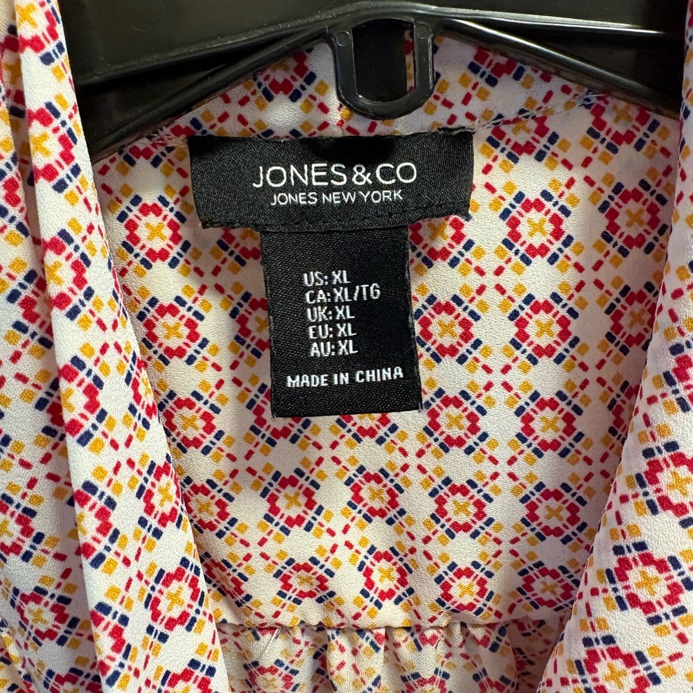 Jones & Co Multicolor Patterned Blouse XL sleeveless